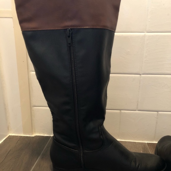 Merona black and brown zip up riding boots. - Picture 3 of 6